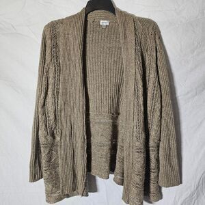 Tan cozy oversized crochet knit cottage core cardigan